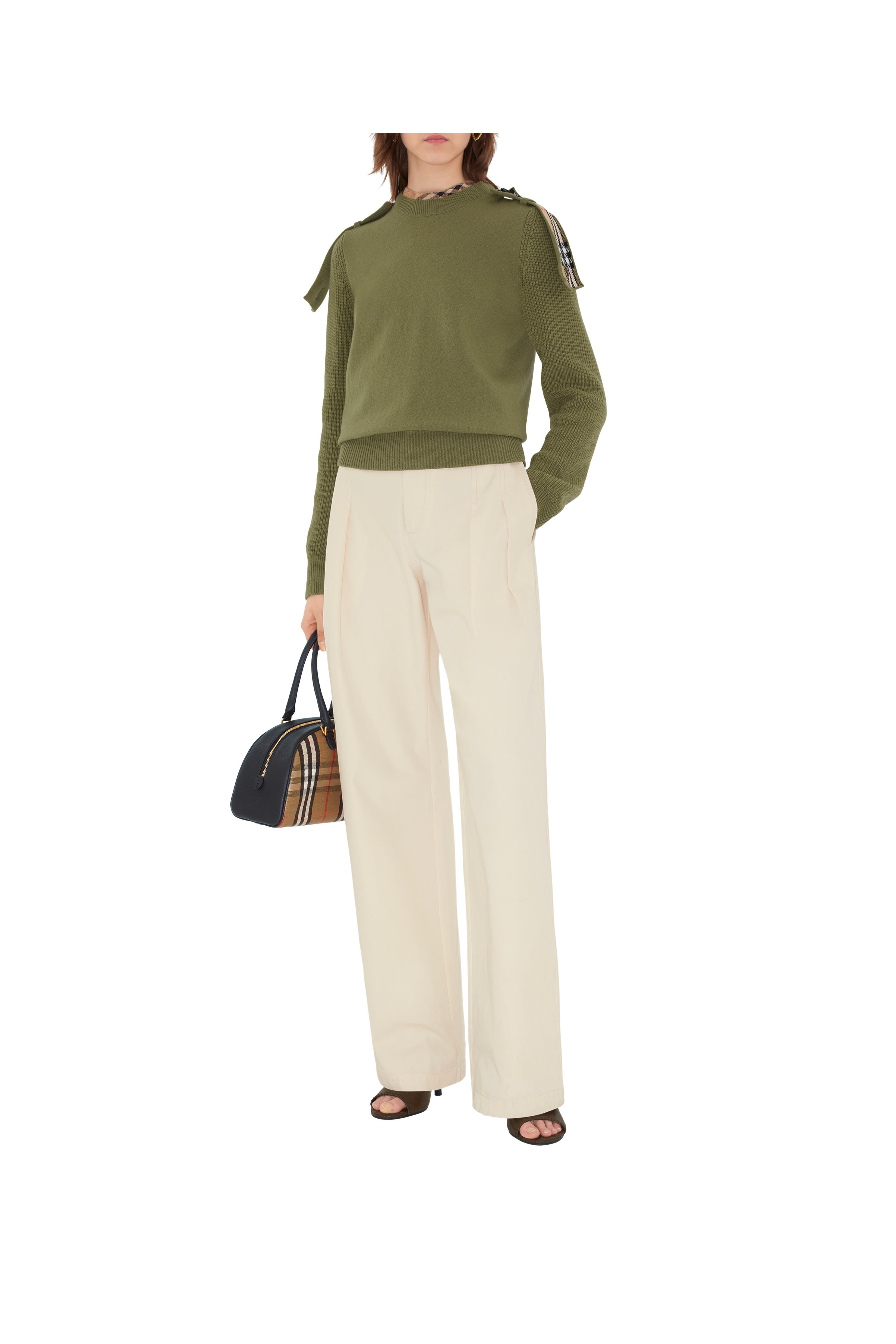 burberry Check Epaulette Wool Cashmere Blend Sweater in Wreath at Nordstrom - 3