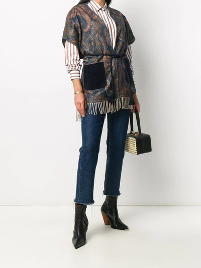 Etro paisley patterned shortsleeved cardigan outlook