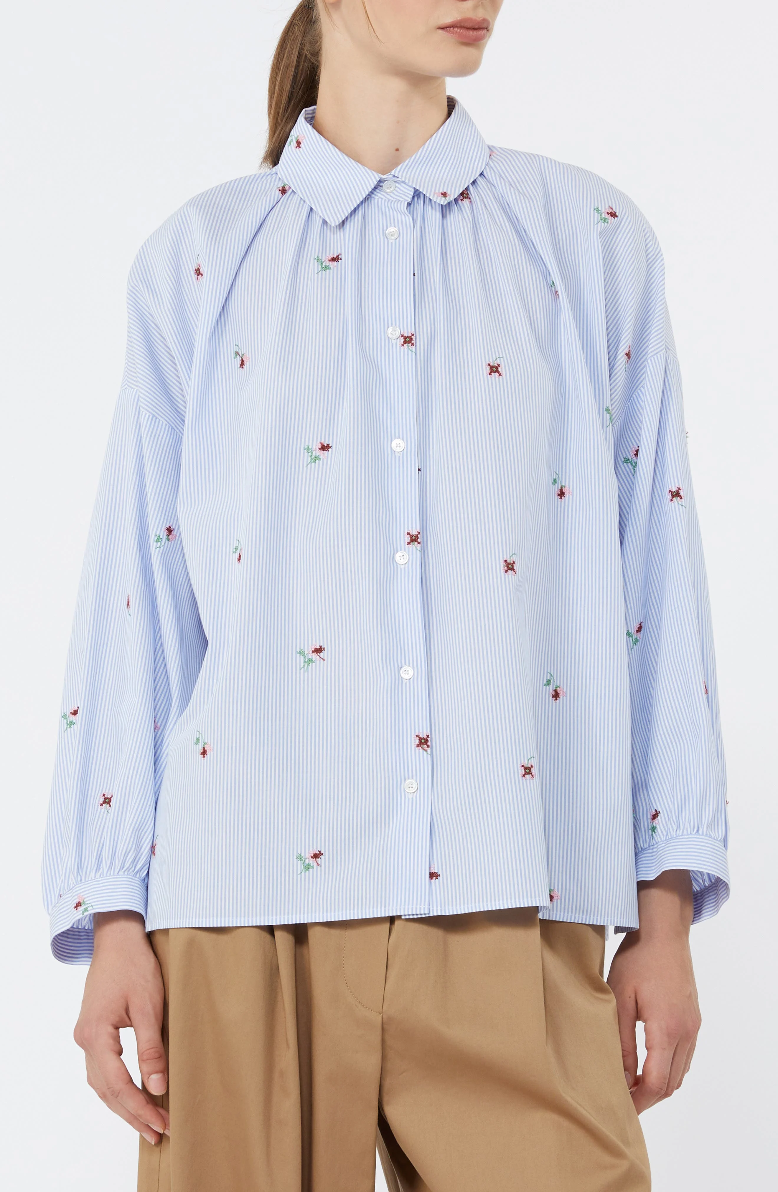 Weekend Max Mara Embroidered Shirt in Light Blue at Nordstrom - 1