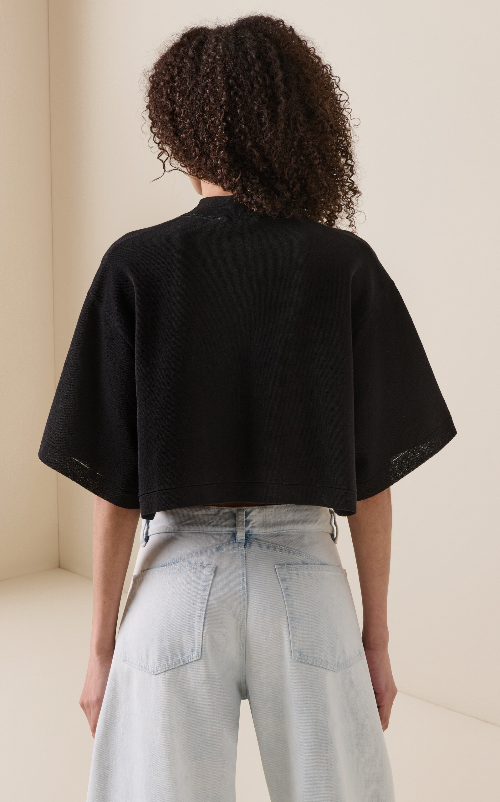 Oversized Cotton-Wool Crop Top black - 4