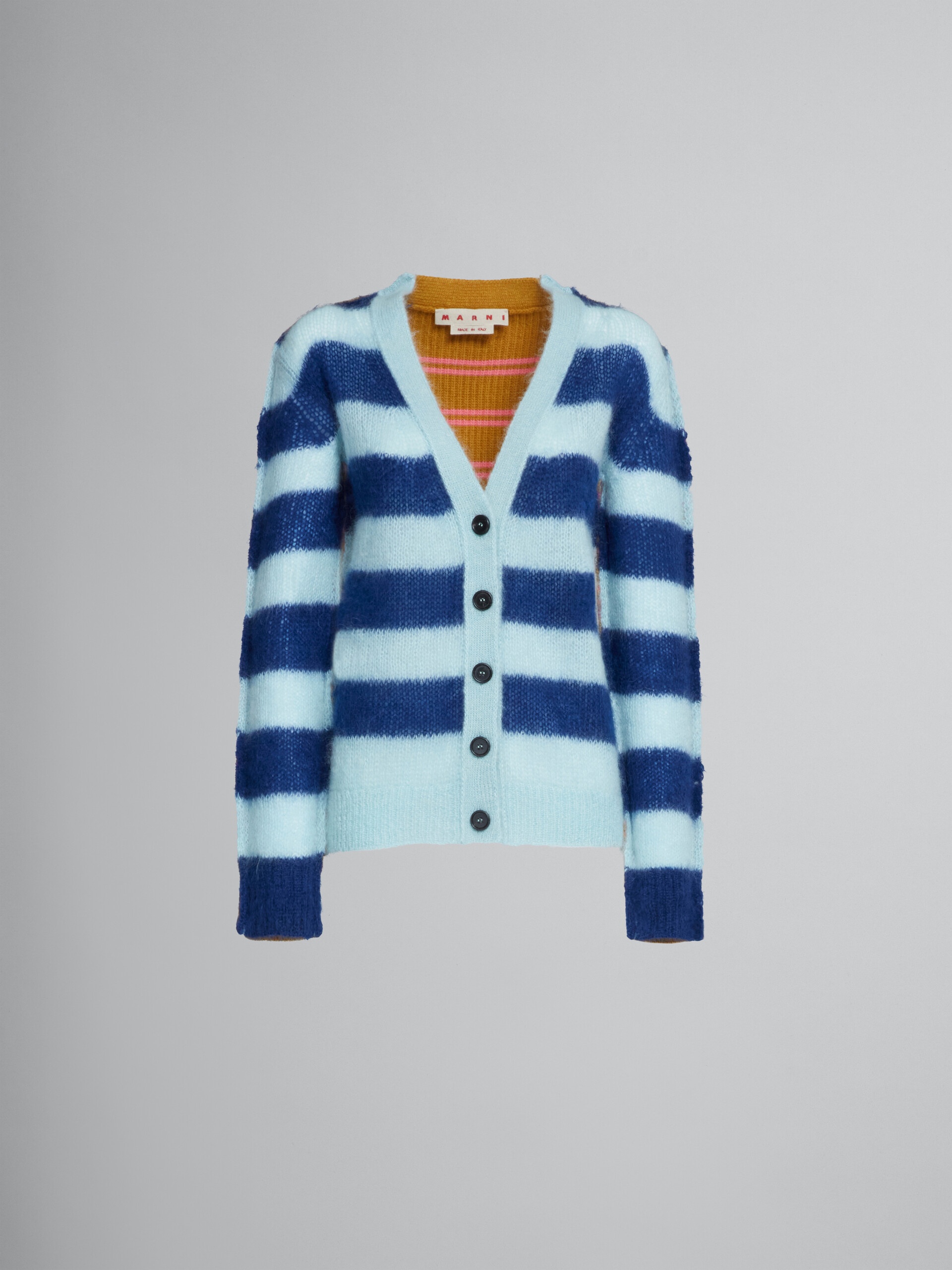 MOHAIR AND WOOL CARDIGAN WITH MULTICOLOUR STRIPES - 1