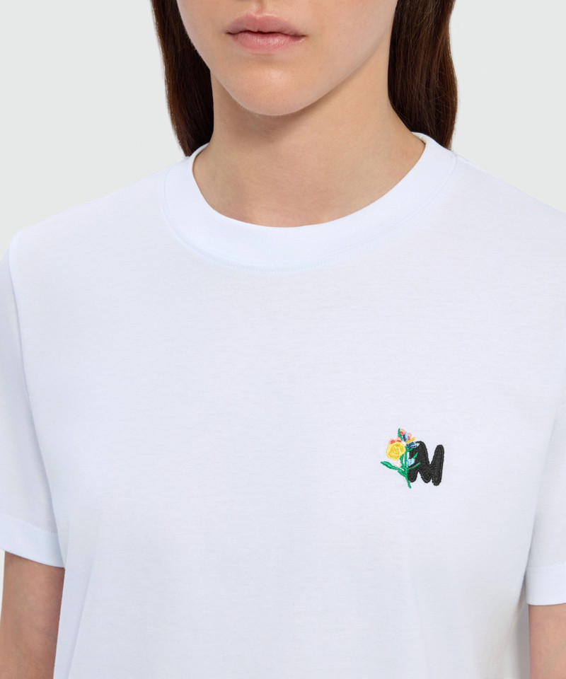 White short-sleeve cotton jersey T-shirt with Mwave logo embroidery on the chest 5