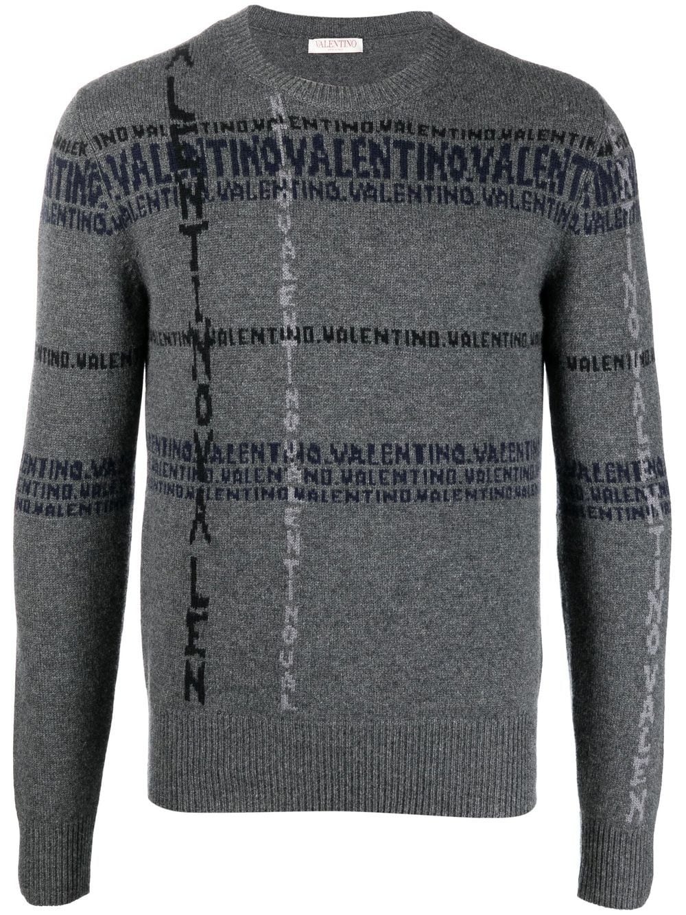 intarsia-knit logo cashmere jumper - 1