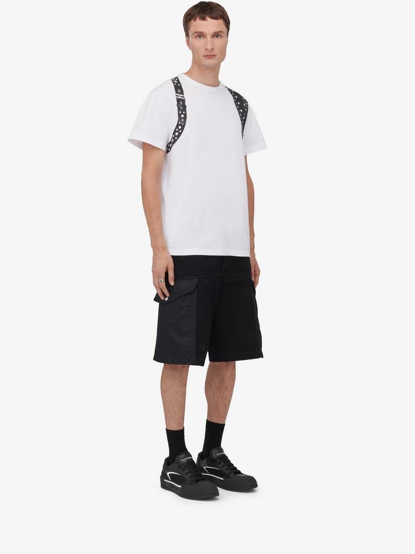 Men's Studded Harness T-shirt in White/black - 3
