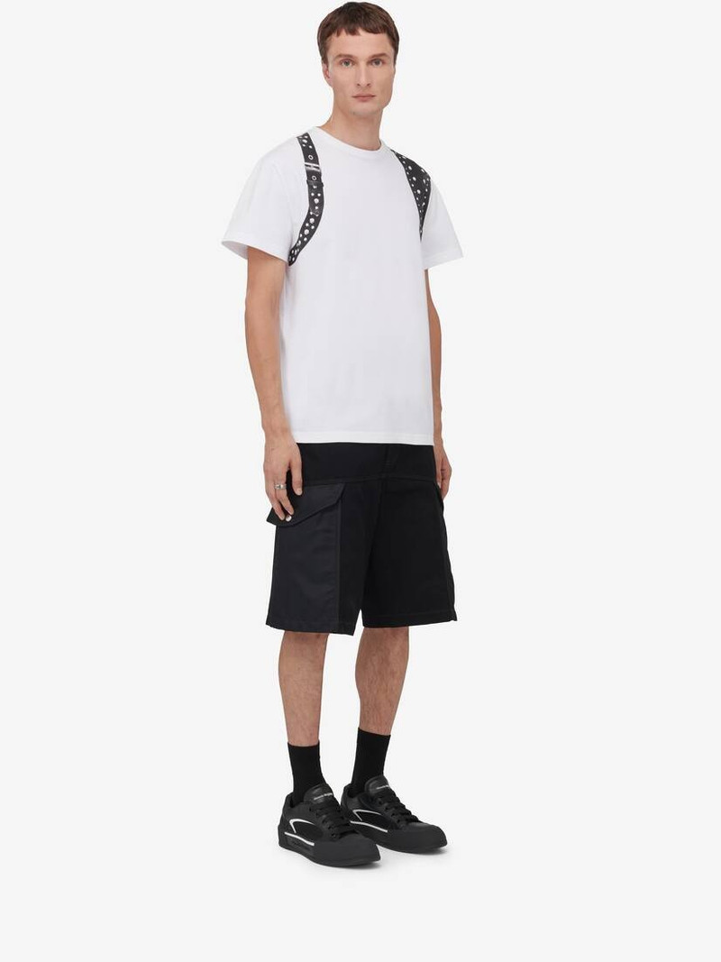 Men's Studded Harness T-shirt in White/black 3