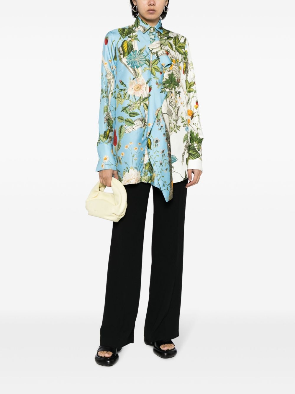 floral-print layered silk shirt - 2