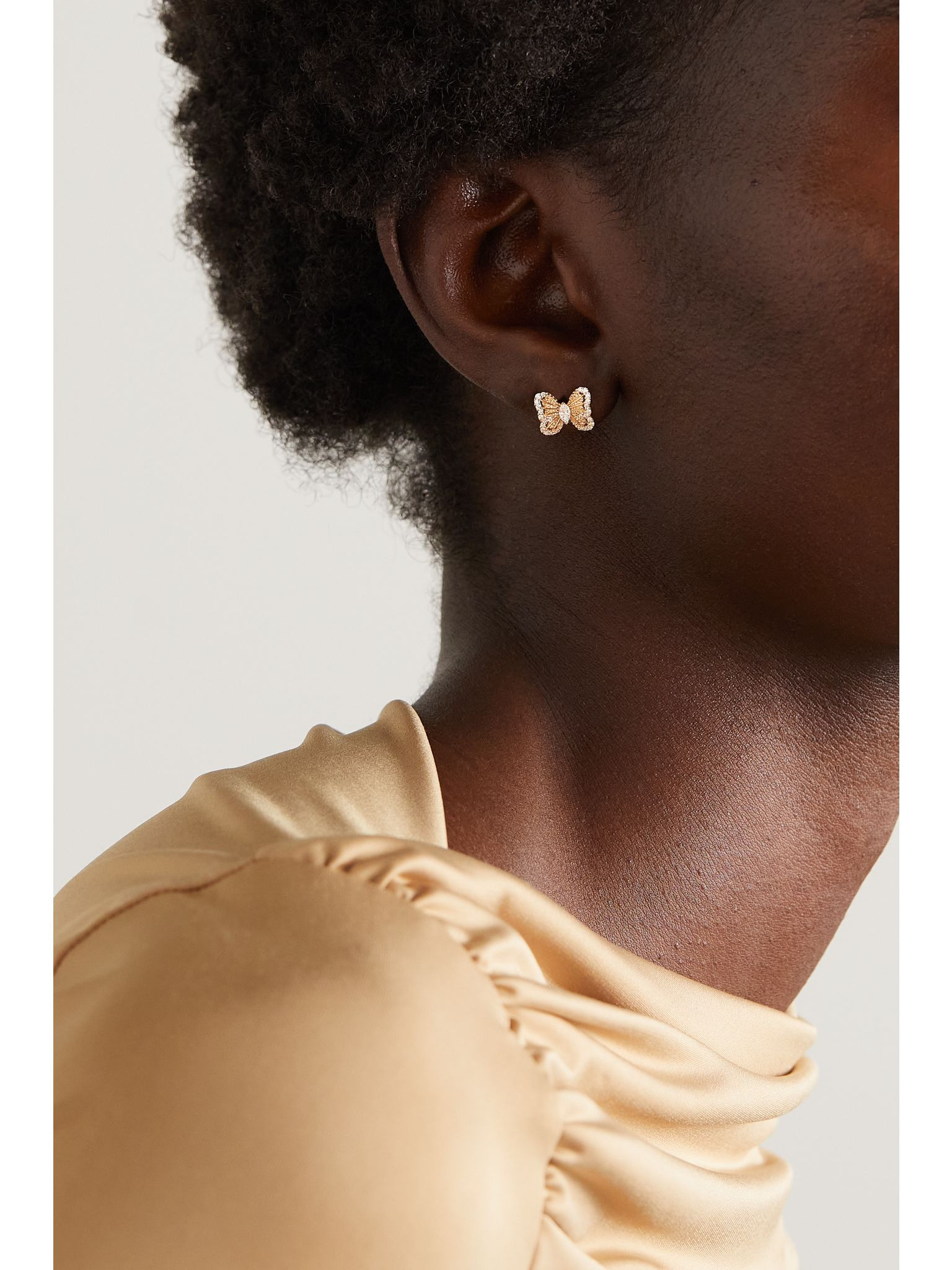 Portraits of Nature Butterfly 18-karat rose gold diamond earrings Gold - 2