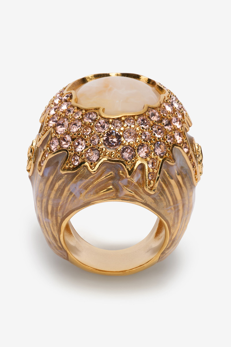 Sculptural Design Gold and Beige Ring 1