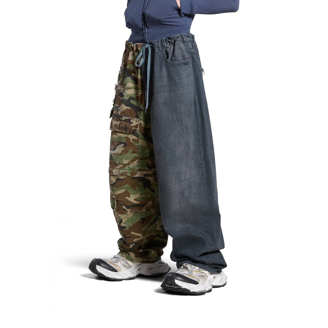 Dark Camo Hybrid Baggy Pants in Dark Blue - 5