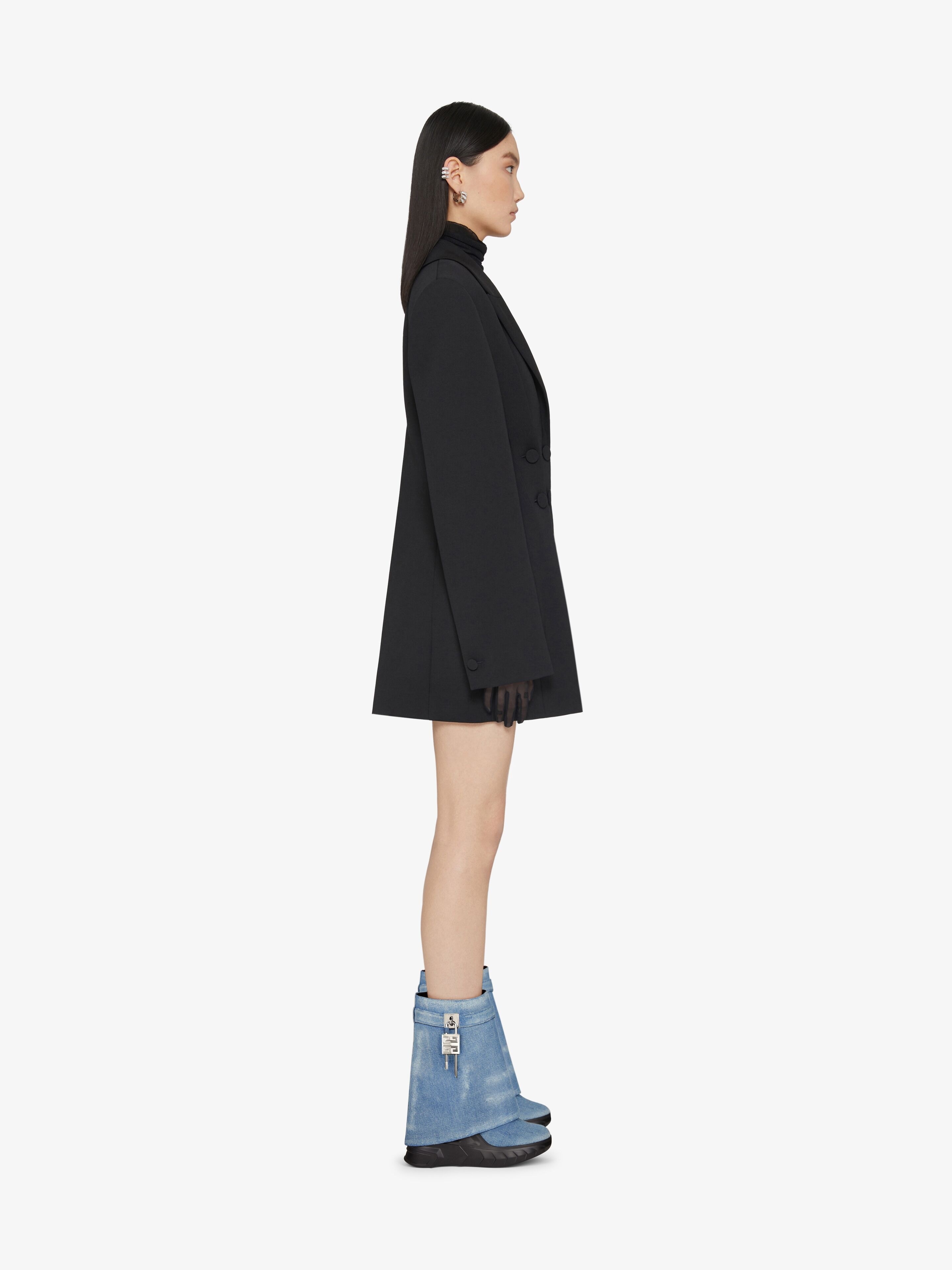 SHARK LOCK BIKER ANKLE BOOTS IN DENIM - 2