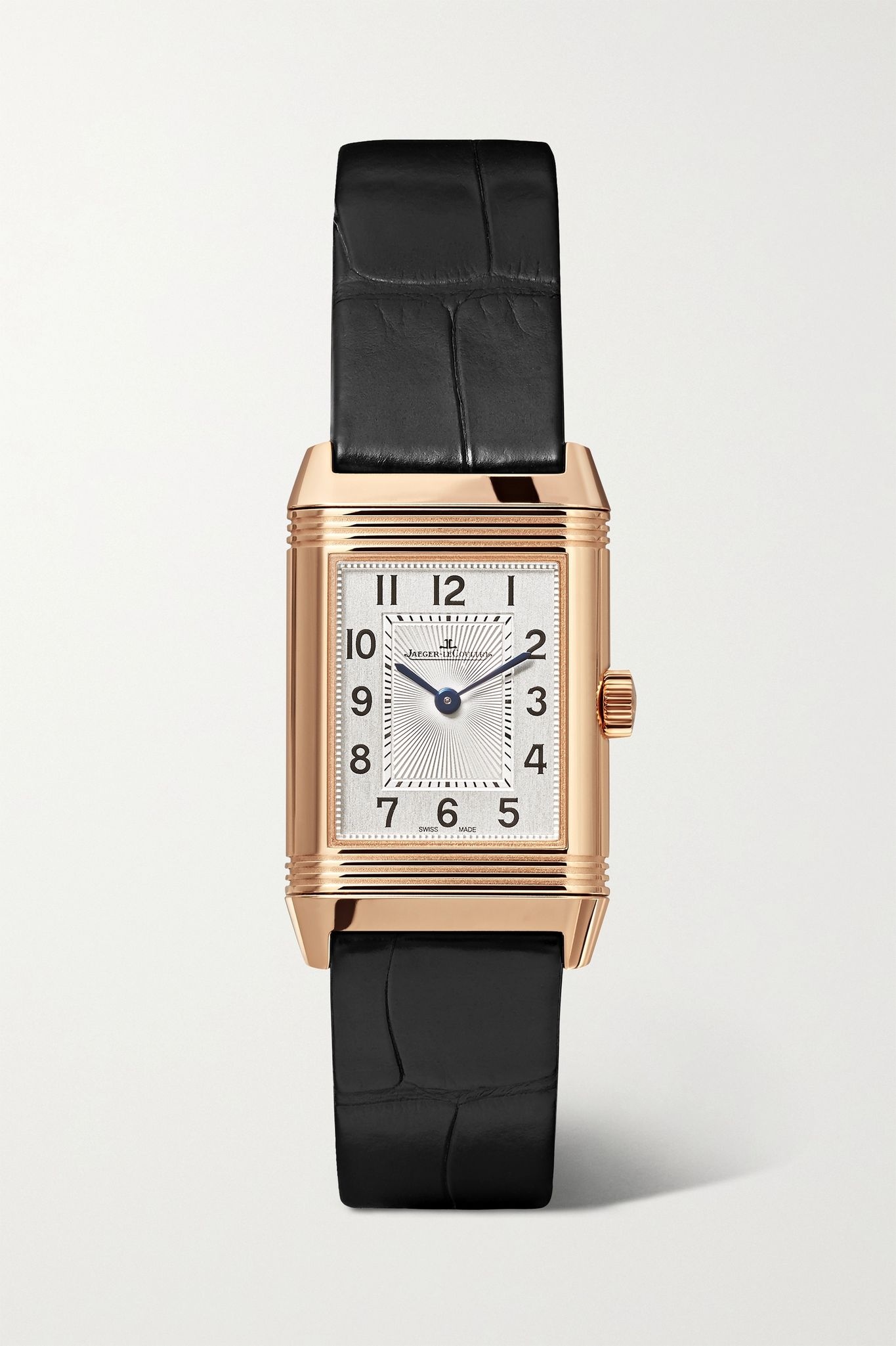 Reverso Classic Duetto hand-wound 21mm small rose gold, alligator and diamond watch - 1