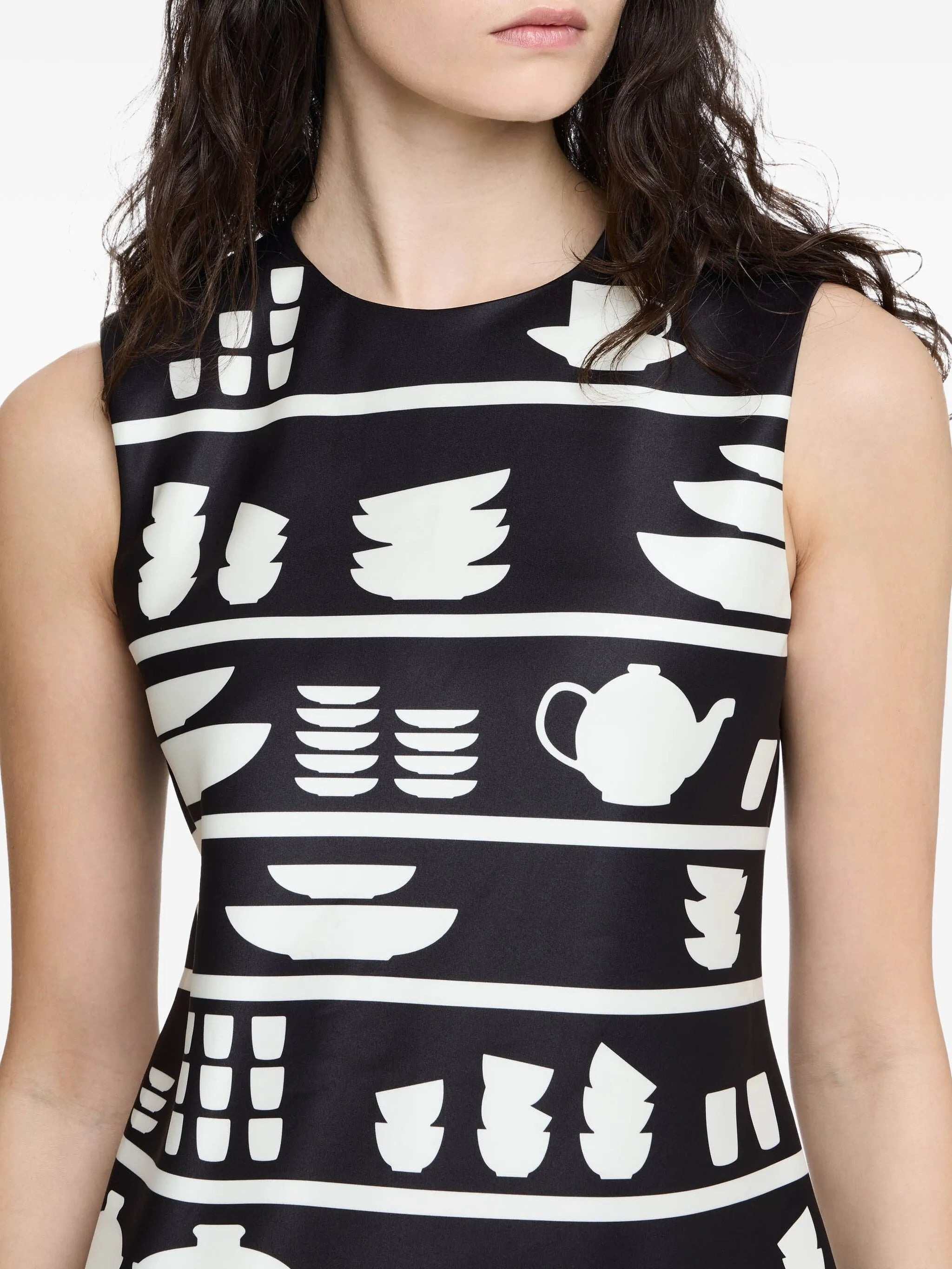 pottery-print mini dress - 5