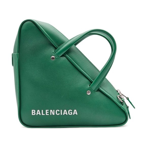 Balenciaga Triangle Leather Bag Green with 2 straps - 2
