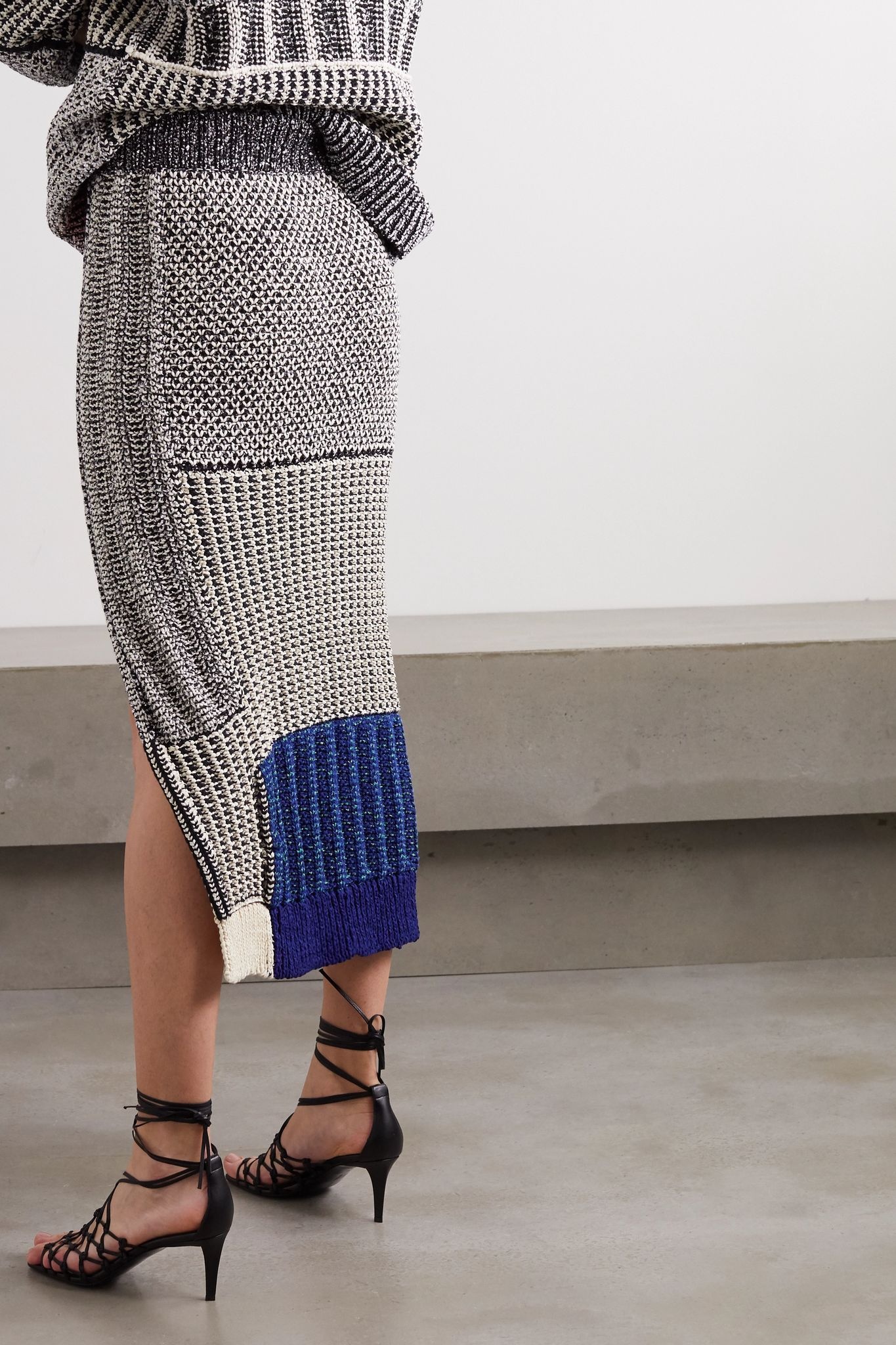 Patchwork knitted midi skirt - 4