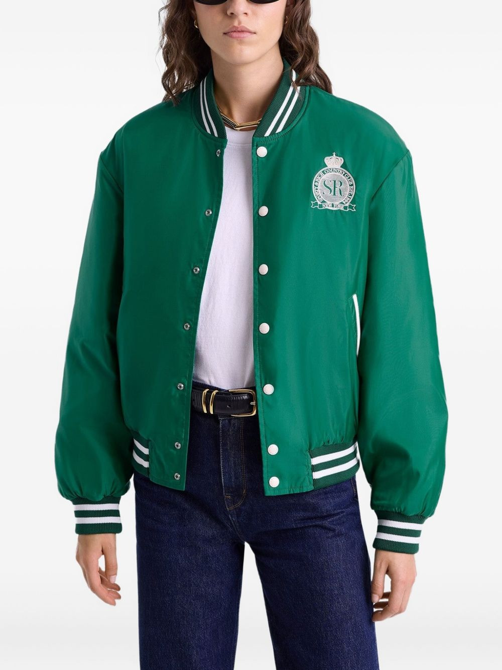 embroidered satin bomber jacket - 3