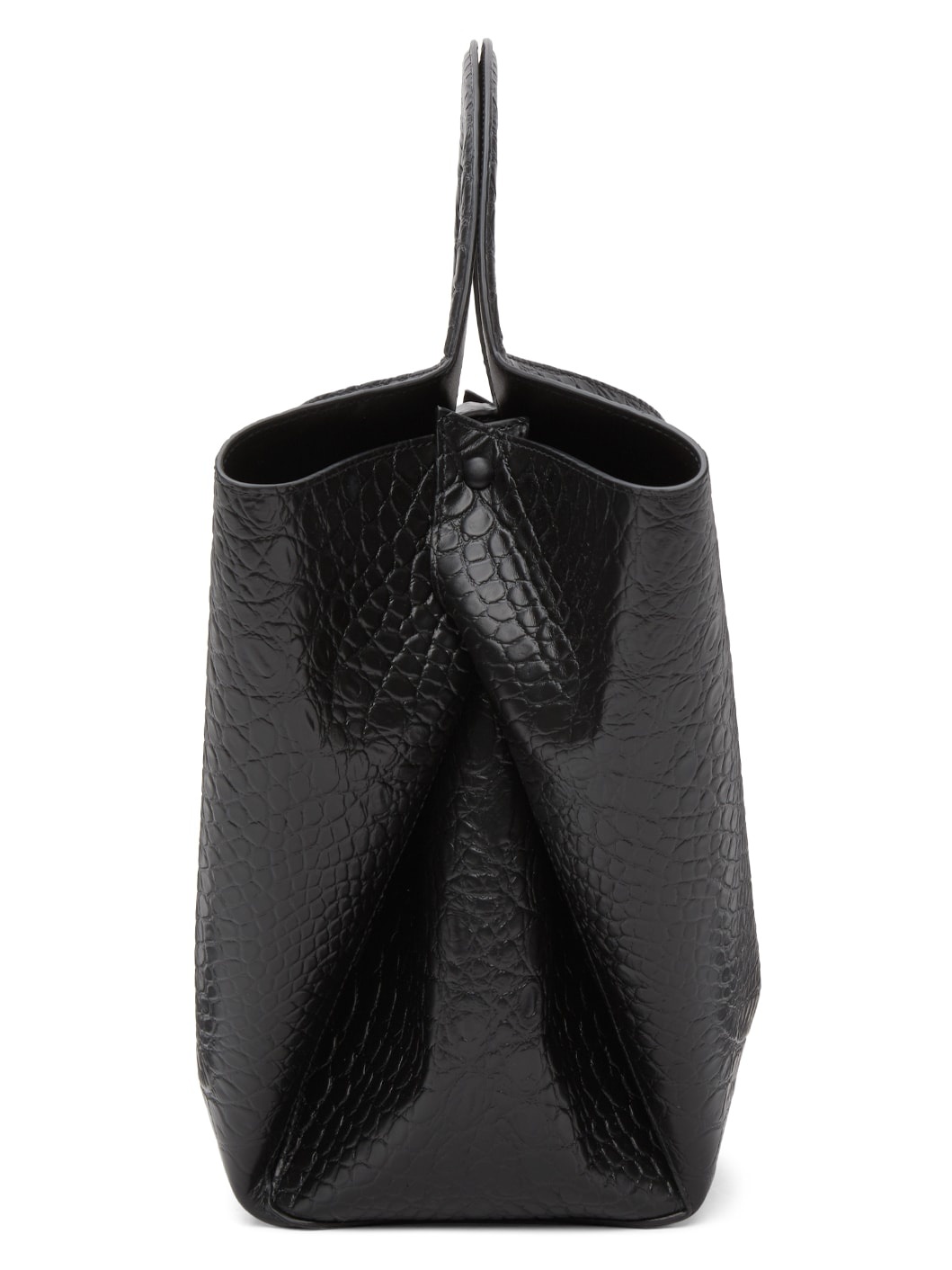 Black Croc Top Handle Tote - 4