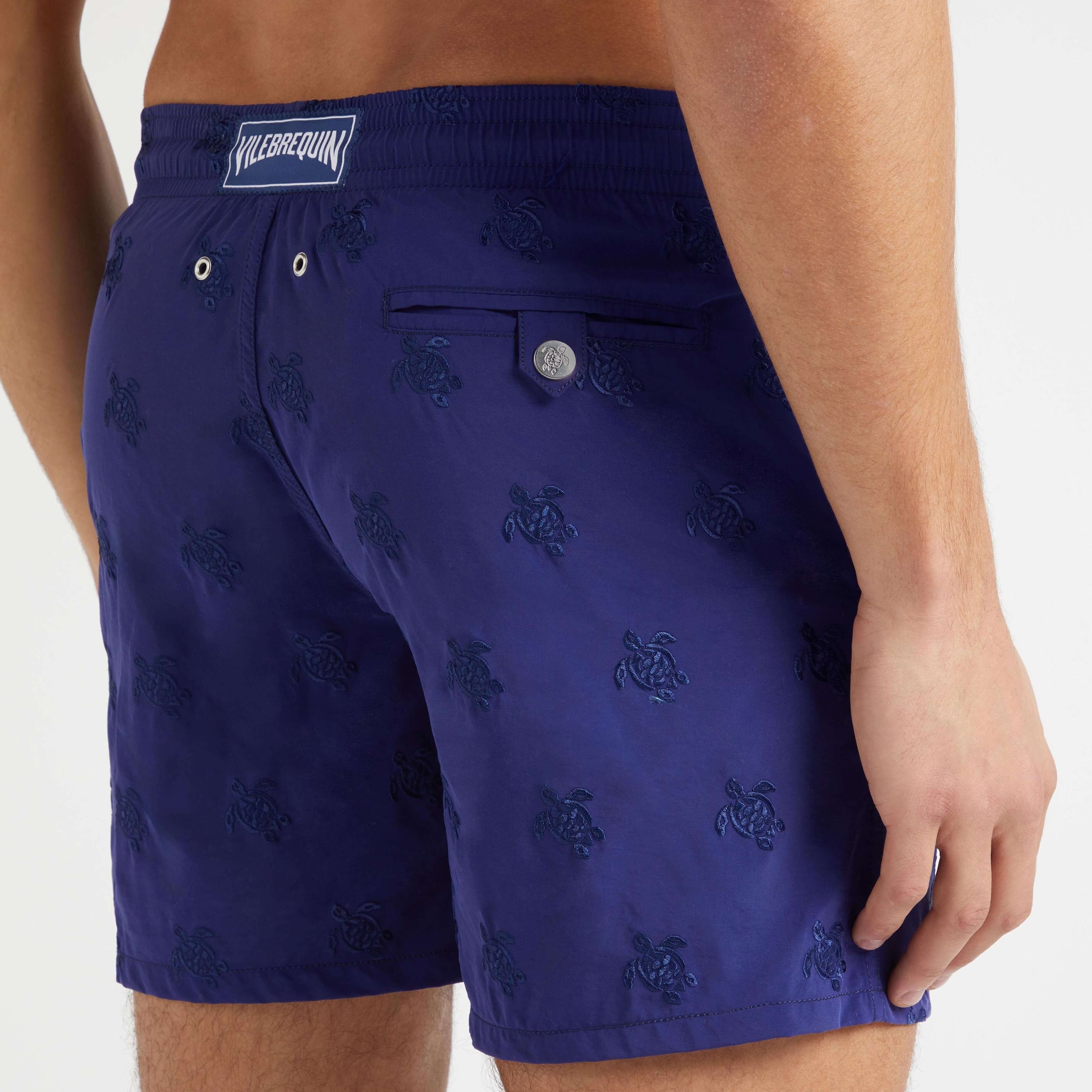 Men Swim Trunks Embroidered Micro Ronde des Tortues Diagonale - Limited Edition - 6