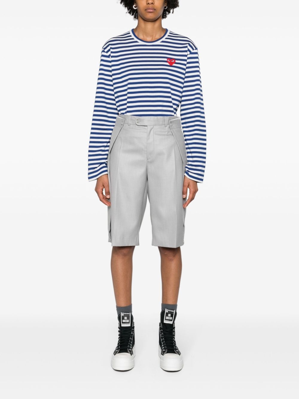 heart-patch striped cotton T-shirt - 3