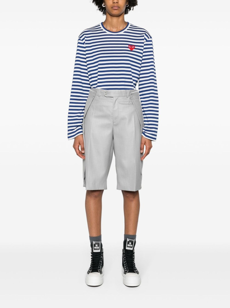 Comme des Garçons PLAY heart-patch striped cotton T-shirt outlook