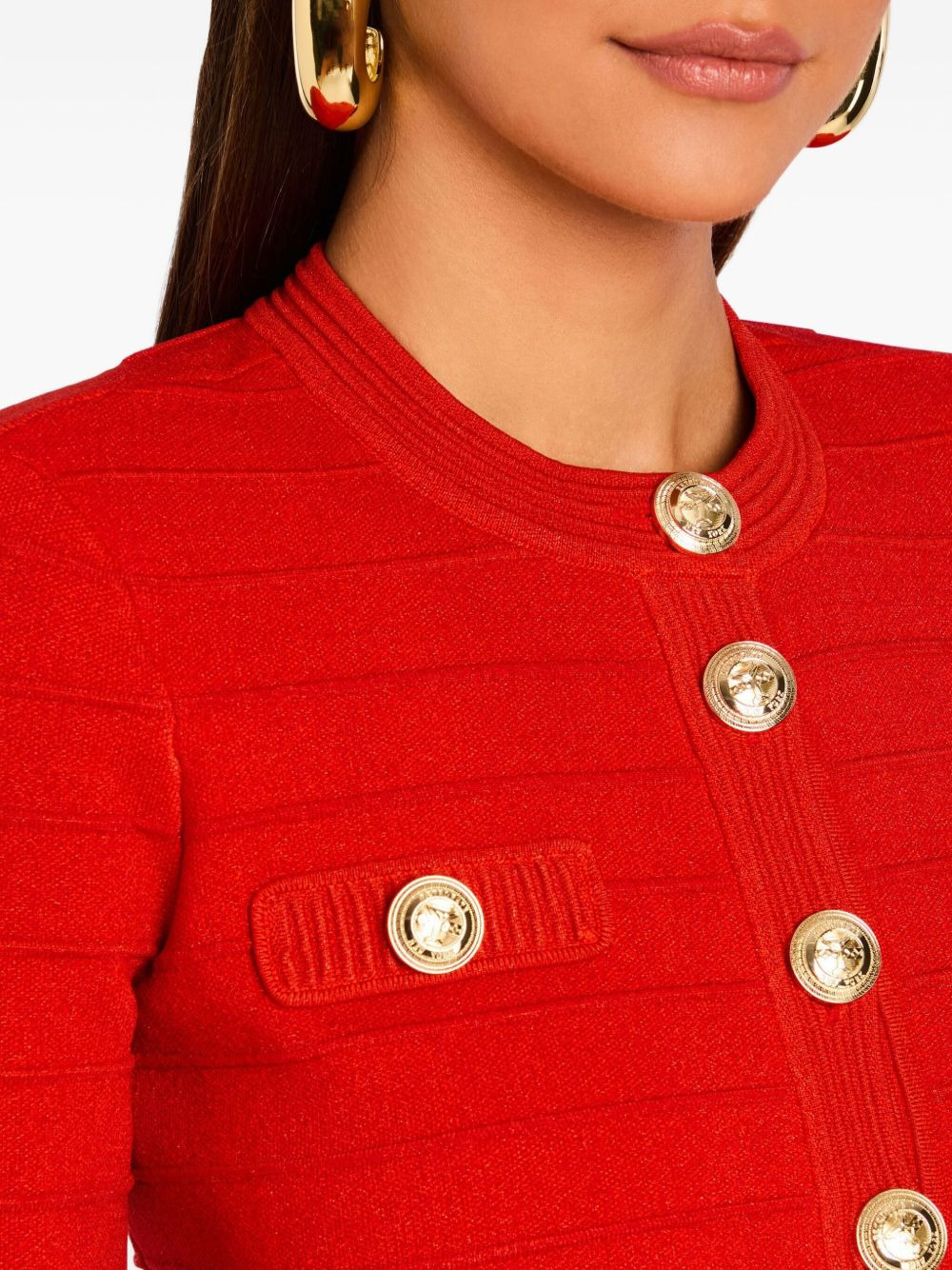 ribbed gold-button jacket - 5