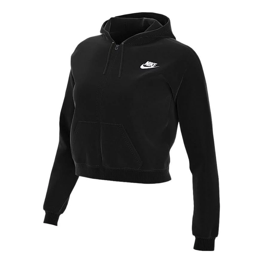 (WMNS) Nike Sportswear Logo Hoodie 'Black' CV8619-010 - 1