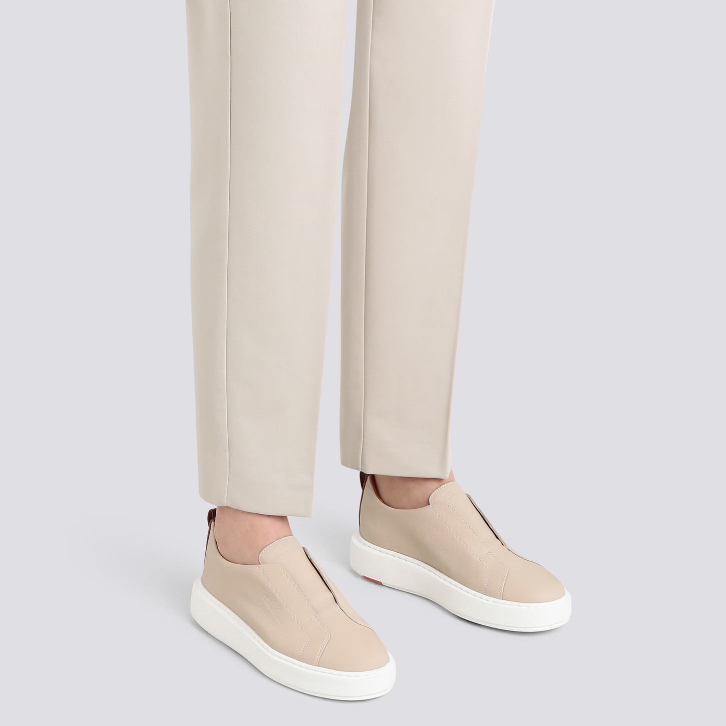 Women's pink tumbled leather slip-on sneaker - 2