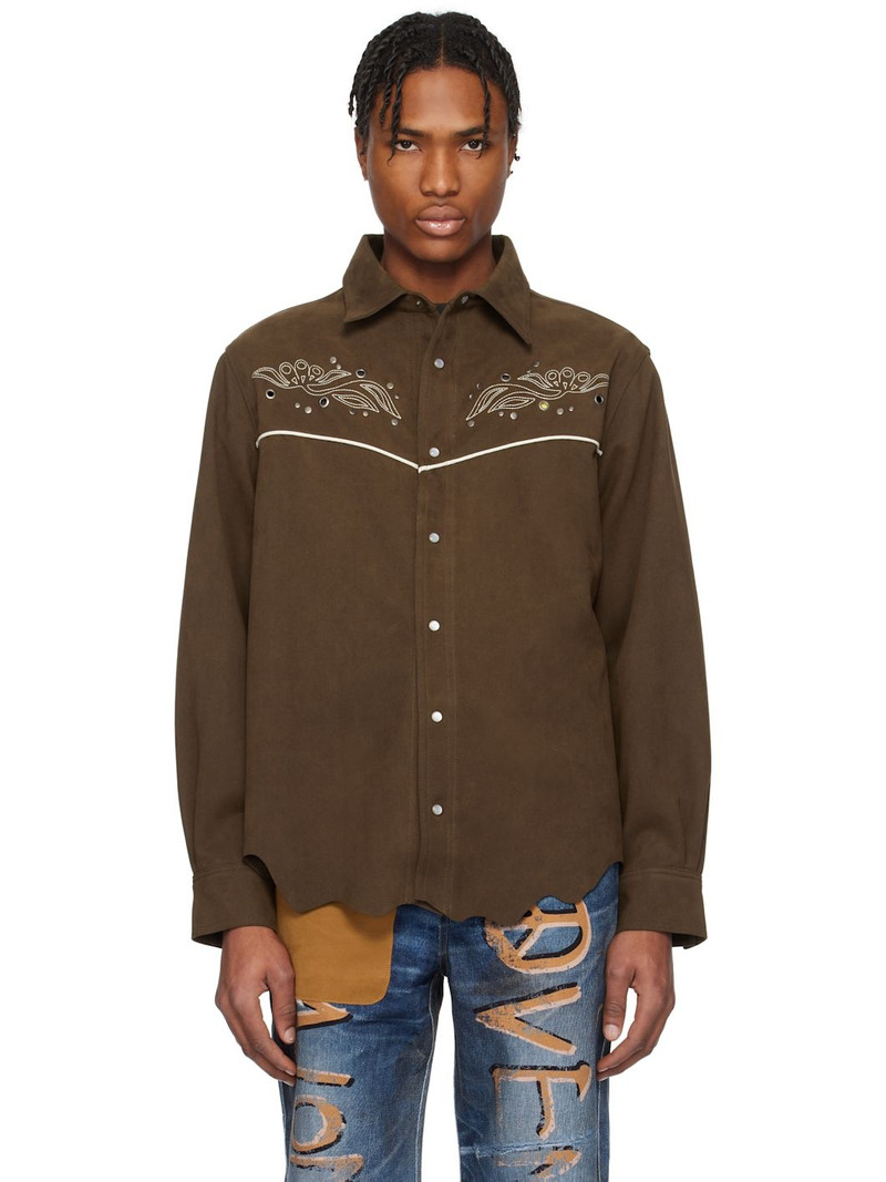 Brown Lemmans Faux-Suede Shirt 1