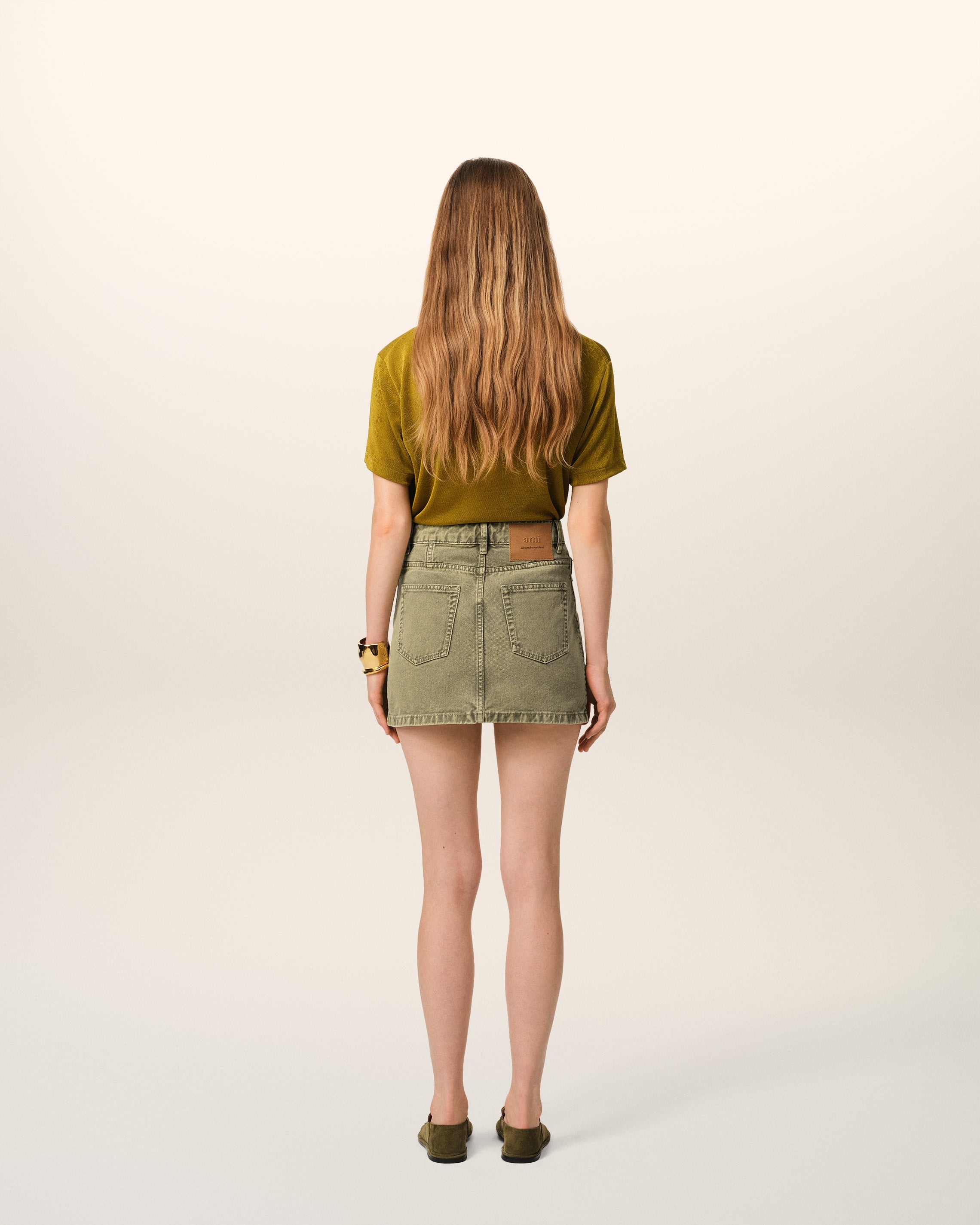 GREEN COTTON MINI SKIRT - 4