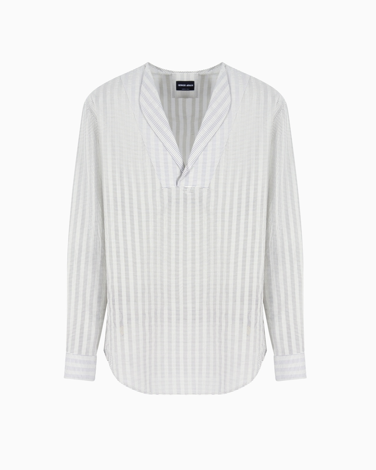 STRIPED COTTON AND SILK POLO SHIRT - 1