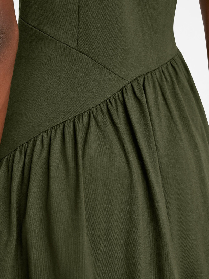 Gathered Seam Knit Dress in Fatigue 4