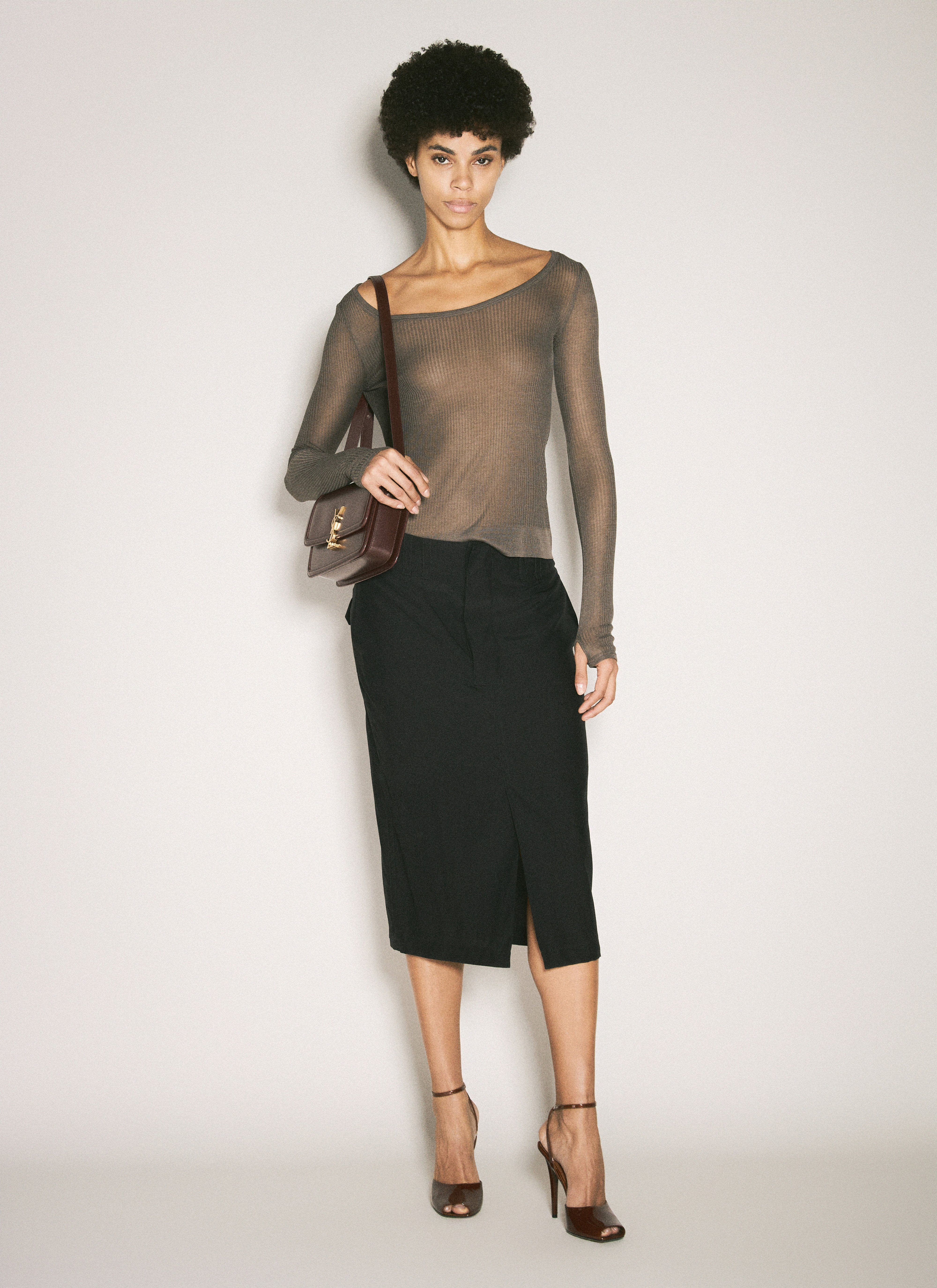 Saint Laurent Women Silk Pencil Skirt - 2