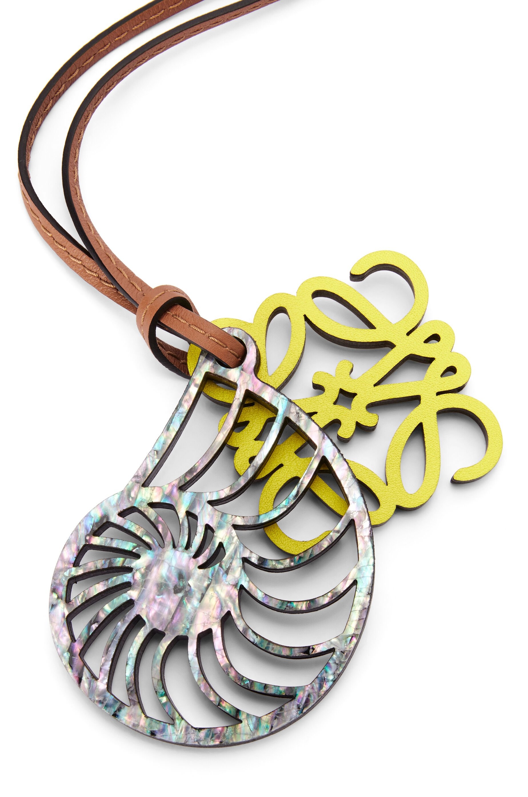 Fossil charm in calfskin and brass - 2