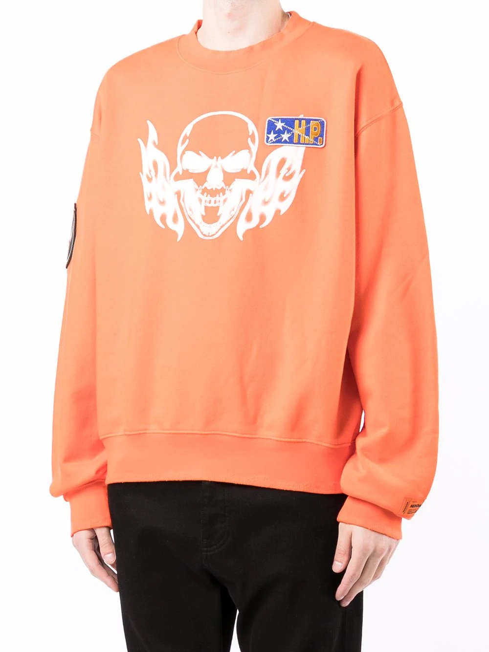 skull-print cotton sweatshirt - 3