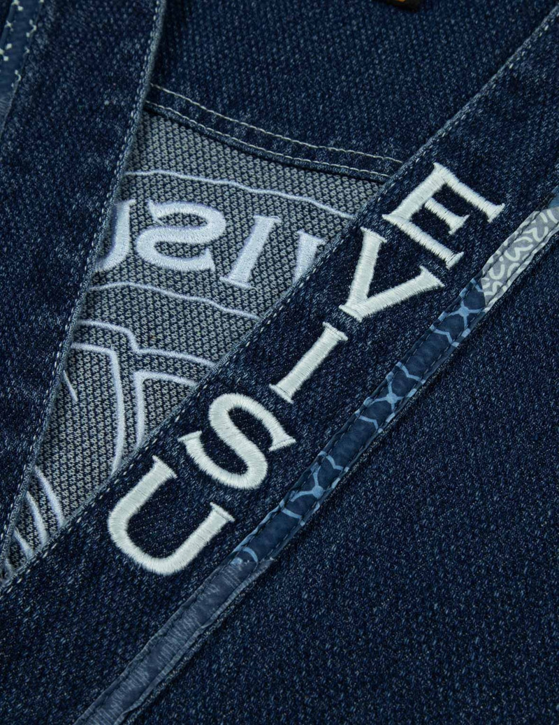 KAMON APPLIQUÉ EMBROIDERY LOOSE FIT DENIM KIMONO 8