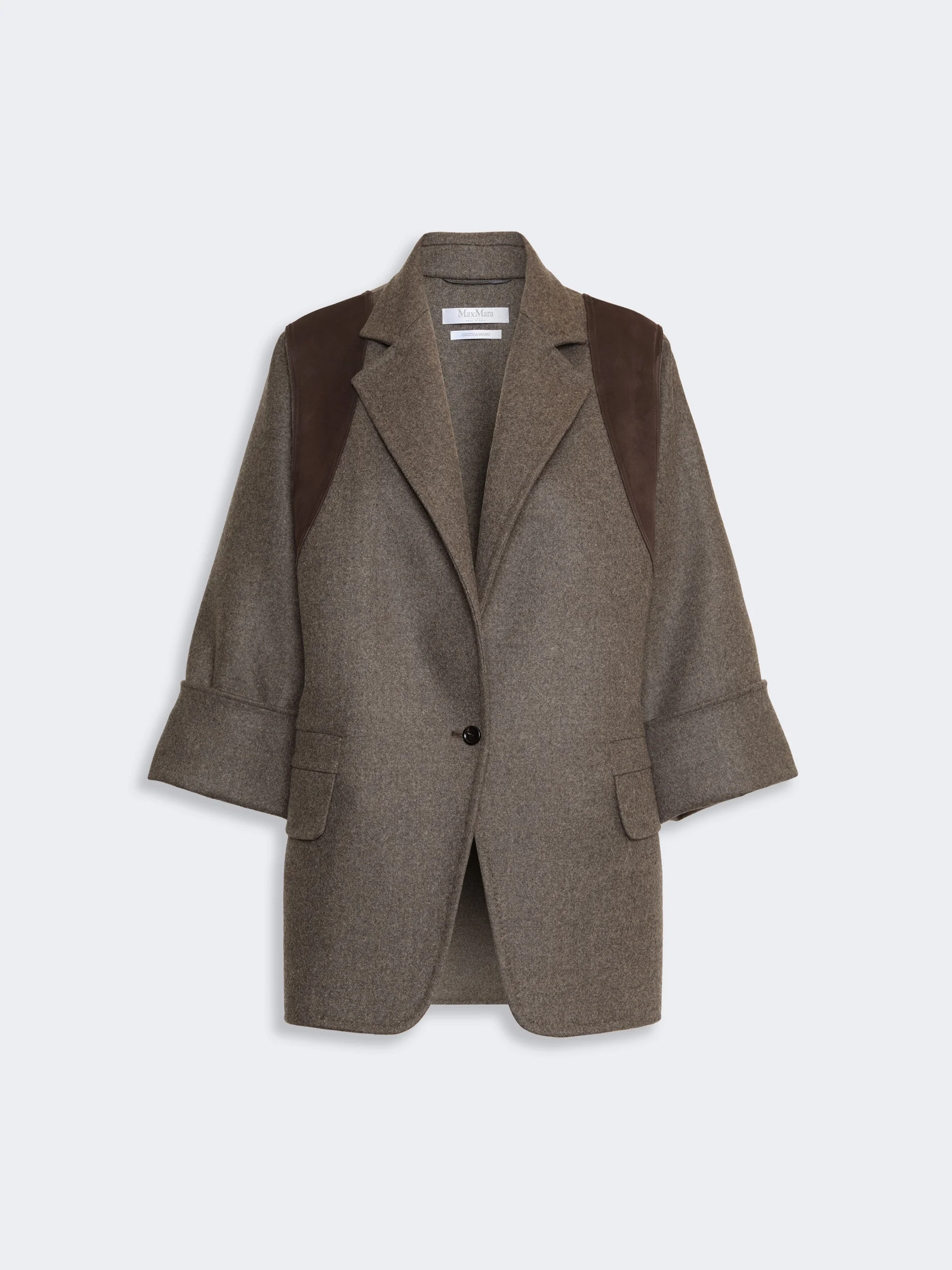 FENICE Oversized double wool jacket - BROWN GREY - 1