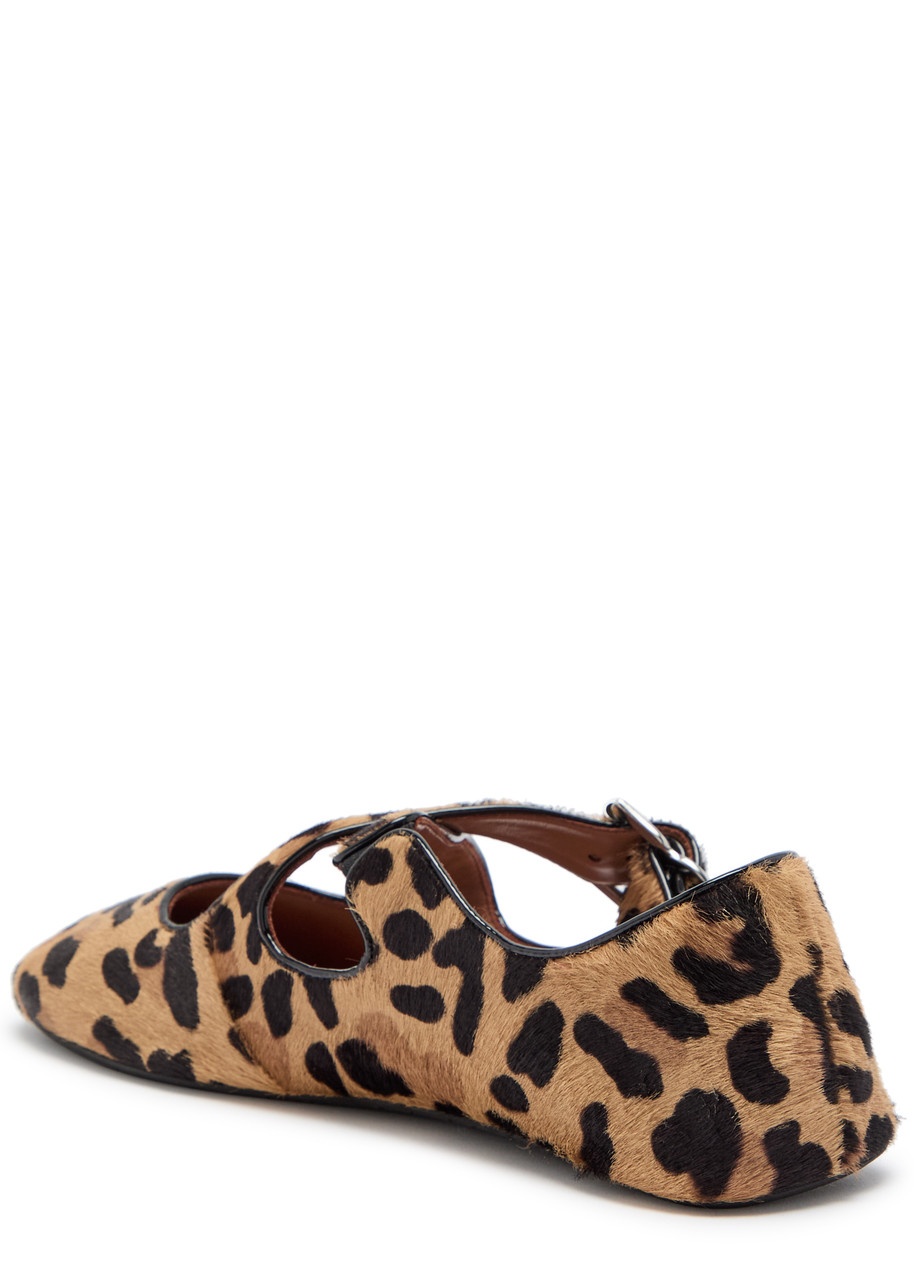 Alaïa Leopard-print Calf-hair Mary Jane Flats - 2