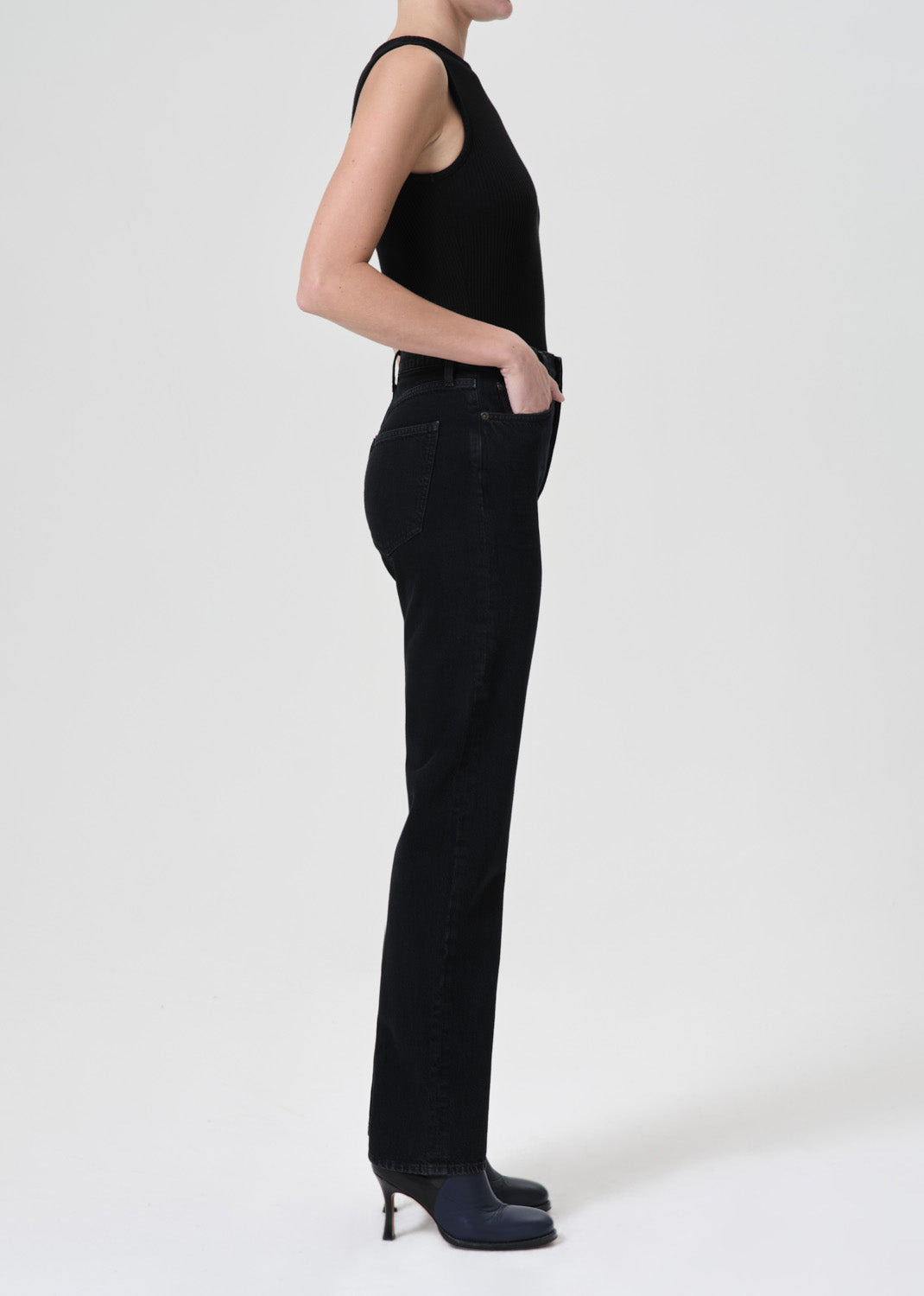 90'S PINCH WAIST HIGH RISE STRAIGHT LONG IN CRUSHED - 4