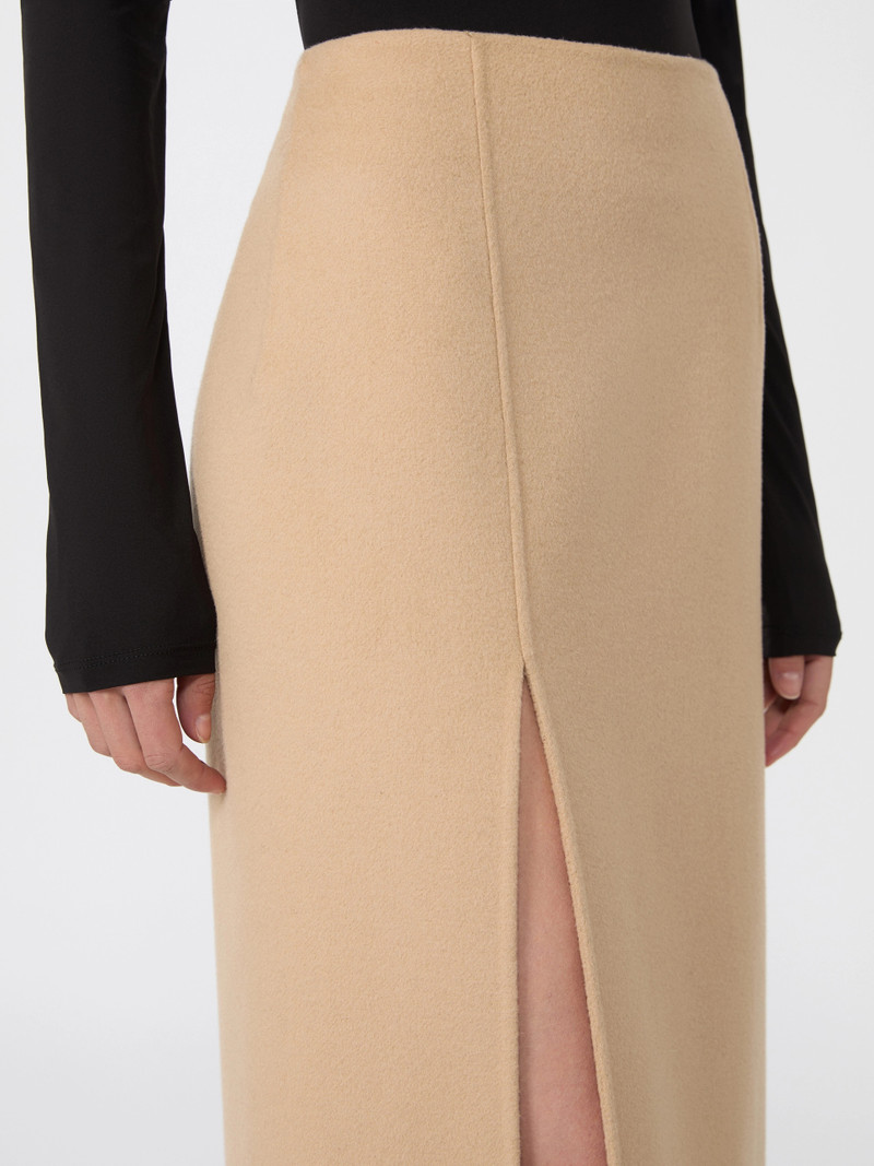 DANZA Long double-faced wool skirt - CARAMEL 5