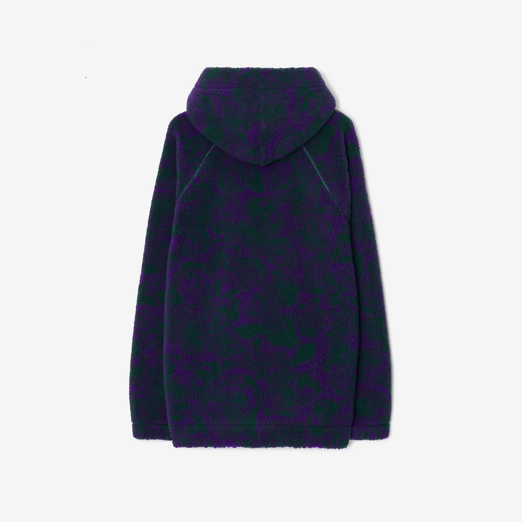 Rose Print Fleece Hoodie - 5