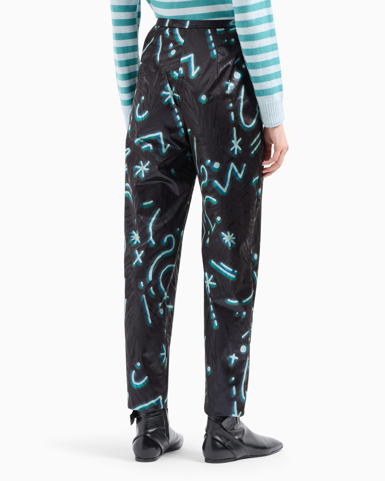 Lurex trousers with pleats with all-over Starry Sky print - 3