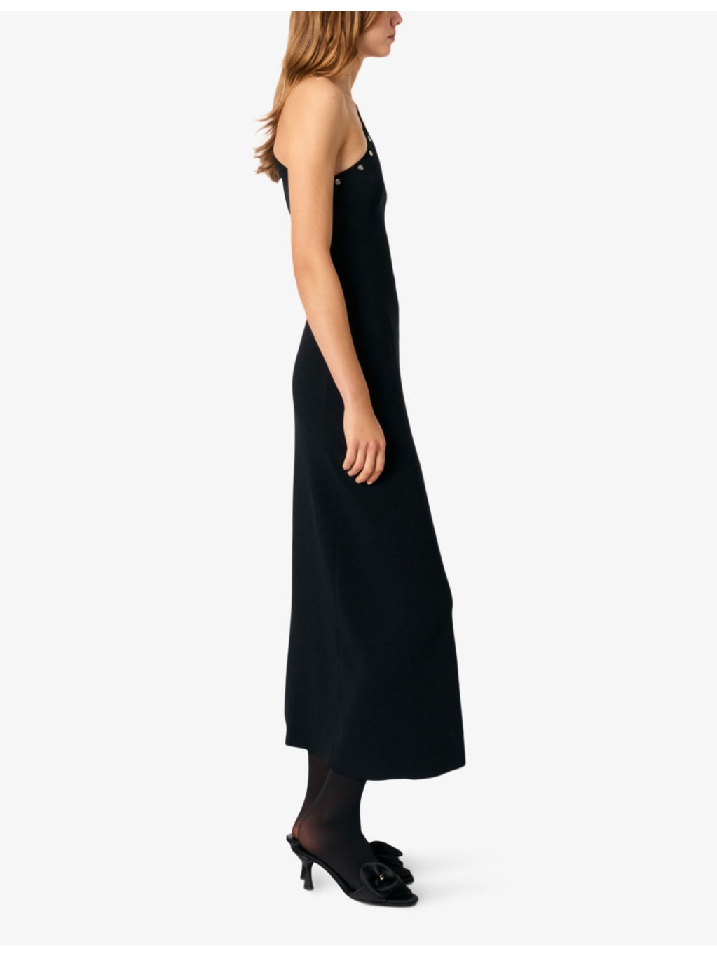 One-shoulder split-hem knitted maxi dress - 3