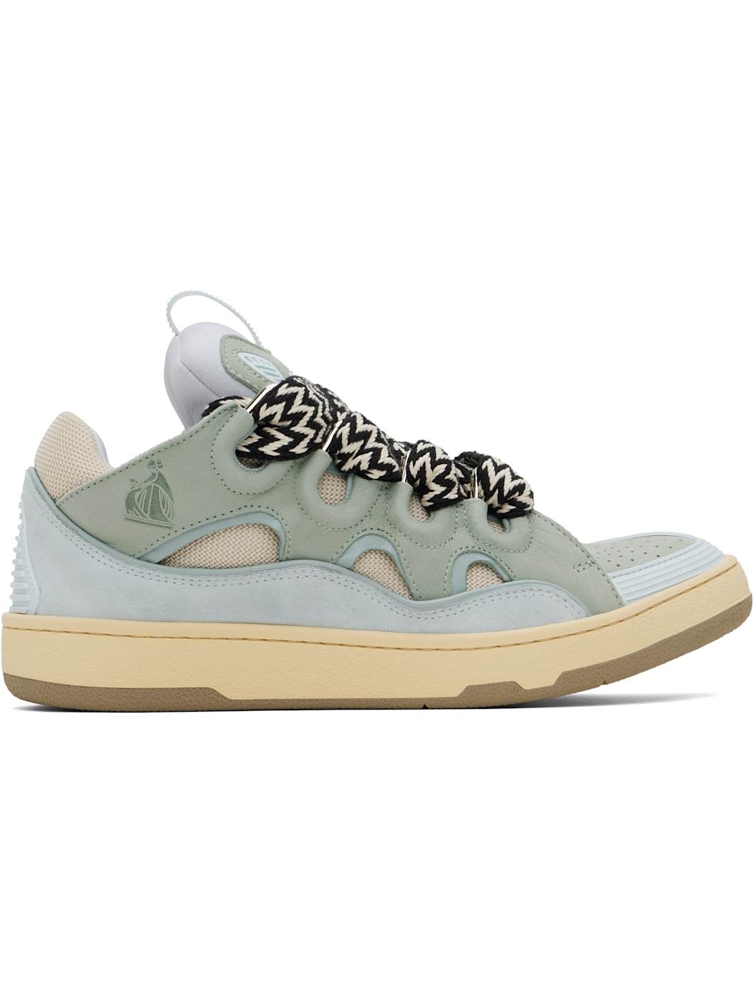 Blue & Green Leather Curb Sneakers - 1