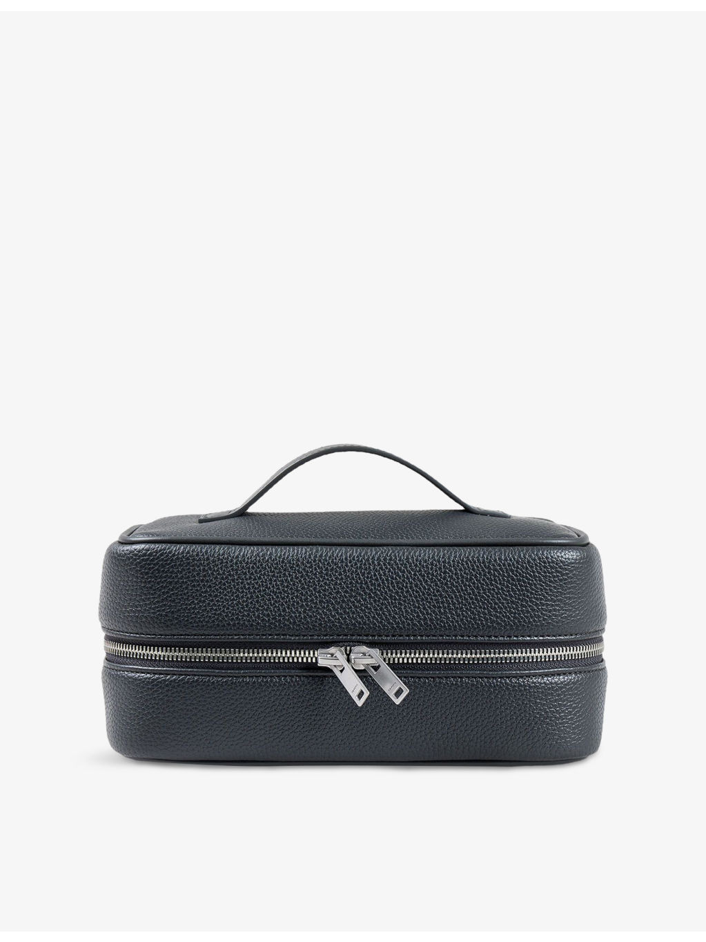 Top handle grained faux-leather wash bag - 1