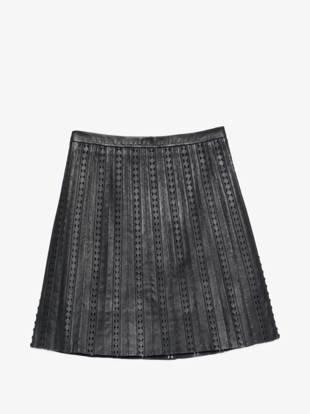 perforated panelled leather mini skirt - 1