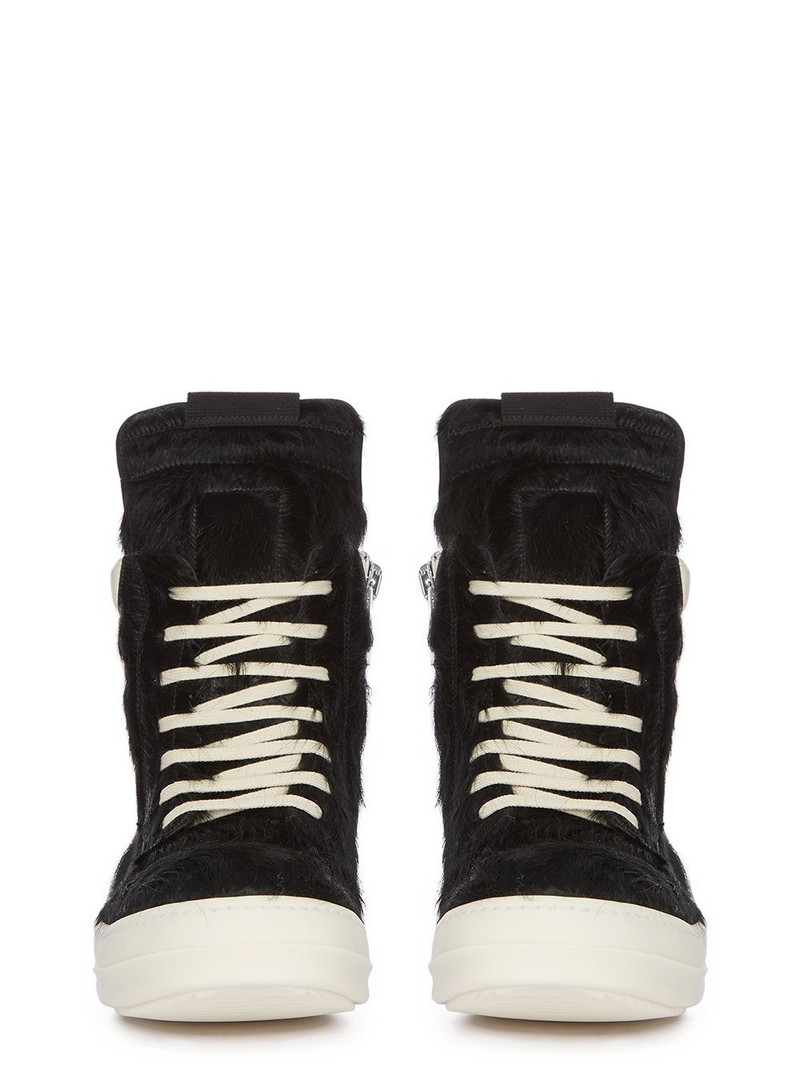Rick Owens Geobasket Calf Hair and Leather High-Top Sneakers outlook