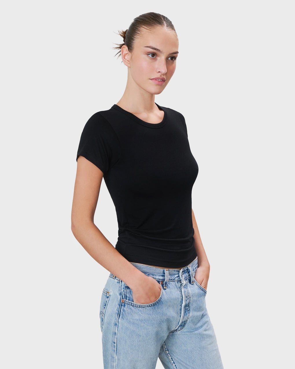 T-Shirt Fitted Crewneck Short Sleeve Black - 4