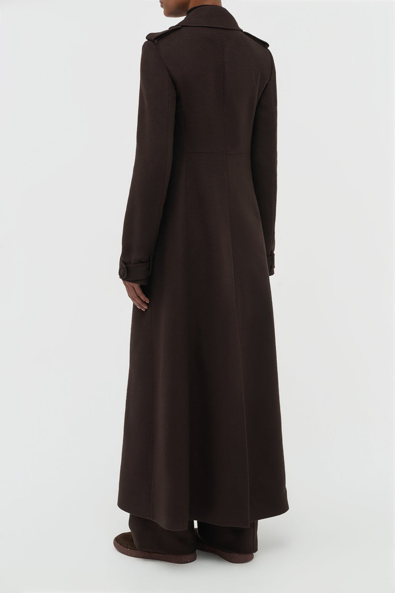 Houstt Trench Coat in Chocolate Winter Silk 4