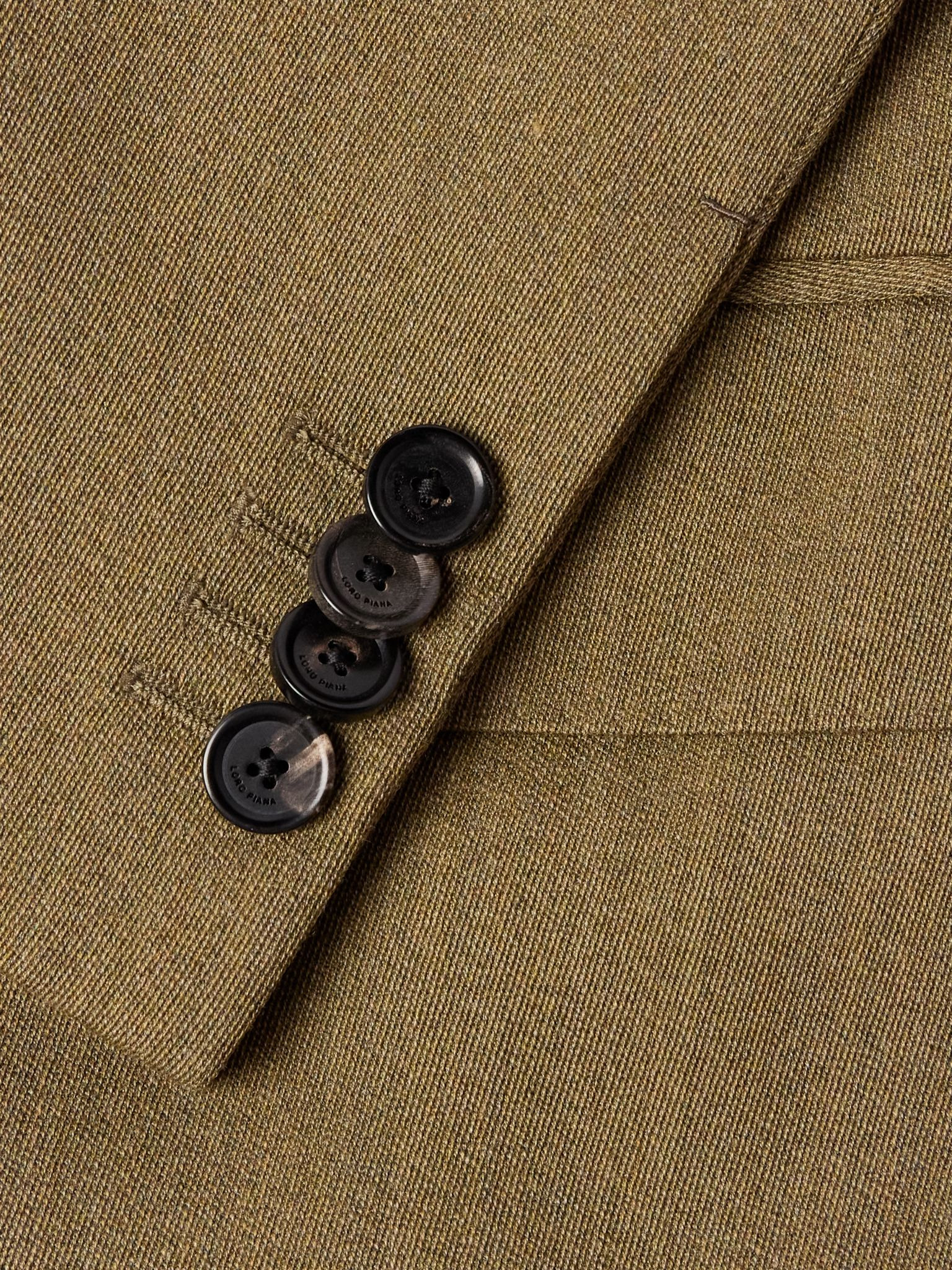 Double-Breasted Virgin Wool-Twill Suit Jacket Beige - 4