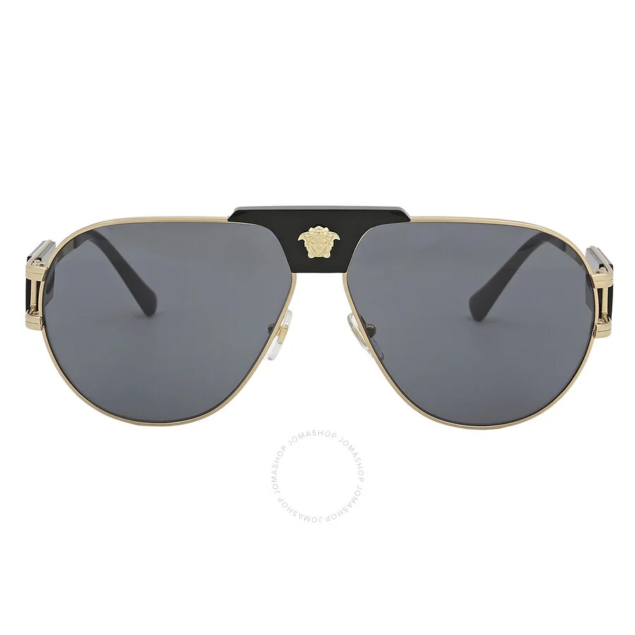 Versace Dark Grey Pilot Men's Sunglasses VE2252 100287 63 - 1