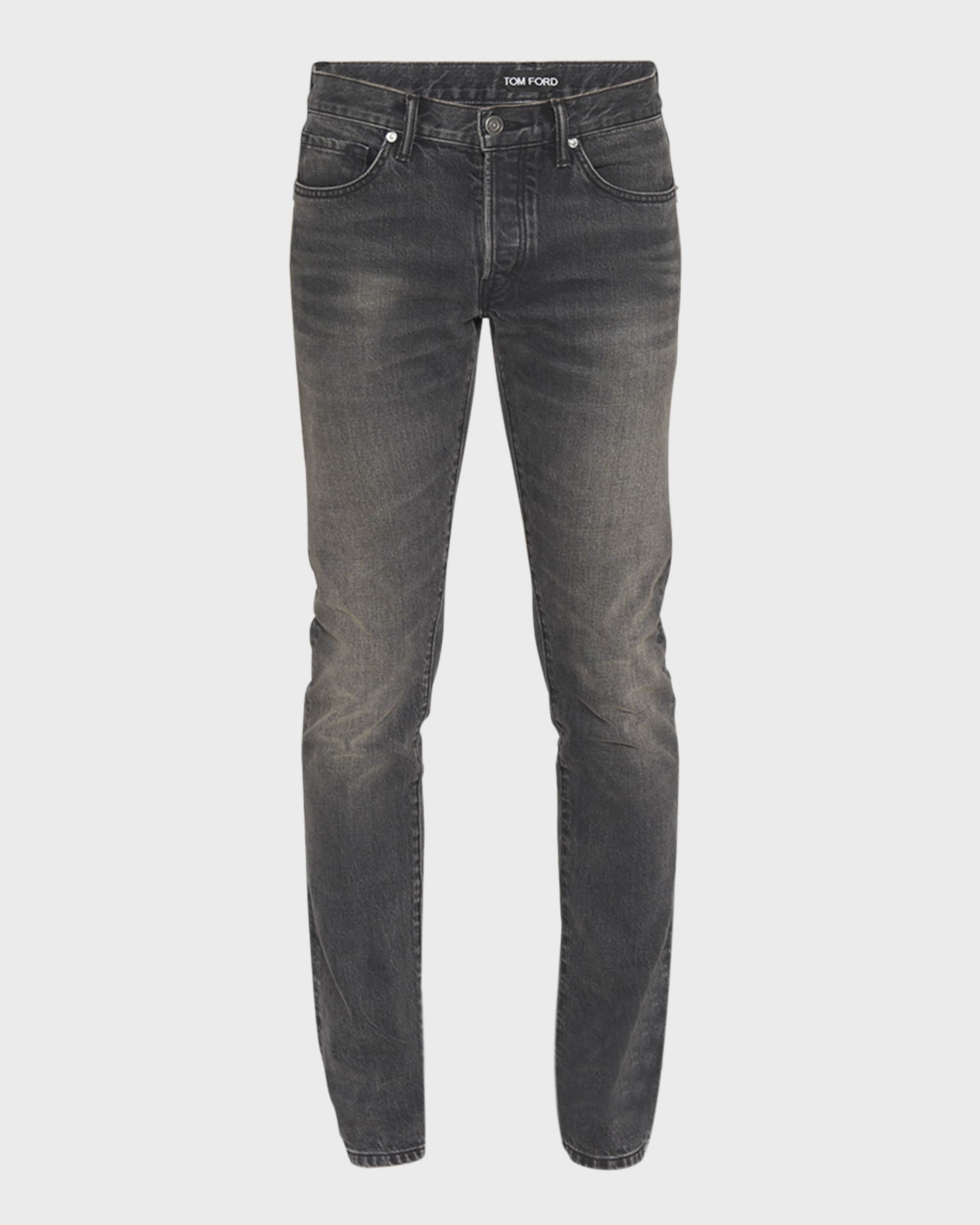 Men's Slim Fit Black Wash Jeans - 1